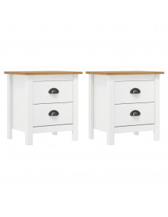 Comodini Hill Bianchi 2 pz 46x35x49,5 cm Legno Massello di Pino 2