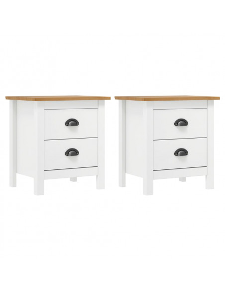 Comodini Hill Bianchi 2 pz 46x35x49,5 cm Legno Massello di Pino