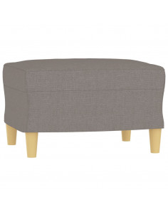 Divano a 3 Posti con Poggiapiedi Tortora 180 cm in Tessuto