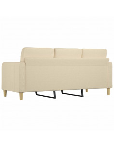 Divano a 3 Posti Crema 180 cm in Tessuto