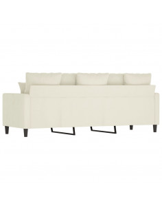 Divano a 3 Posti Crema 180 cm in Velluto