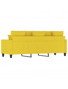 Divano a 3 Posti Giallo Chiaro 180 cm in Tessuto