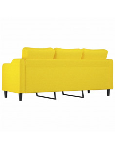 Divano a 3 Posti Giallo Chiaro 180 cm in Tessuto