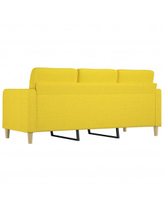 Divano a 3 Posti Giallo Chiaro 180 cm in Tessuto