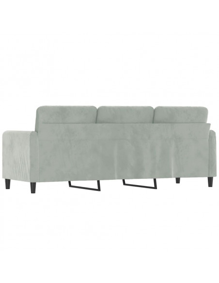 Divano a 3 Posti Grigio Chiaro 180 cm in Velluto