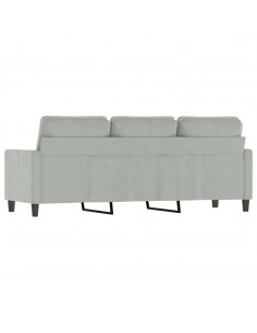 Divano a 3 Posti Grigio Chiaro 180 cm in Velluto