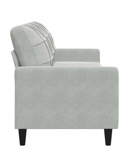 Divano a 3 Posti Grigio Chiaro 210 cm in Velluto