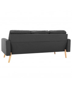 Divano a 3 Posti Grigio Scuro in Tessuto