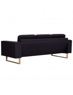 Divano a 3 Posti in Tessuto Nero