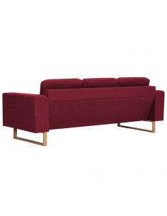 Divano a 3 Posti in Tessuto Rosso Vino