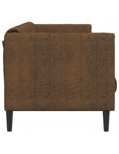 Divano a 3 Posti Marrone in Tessuto