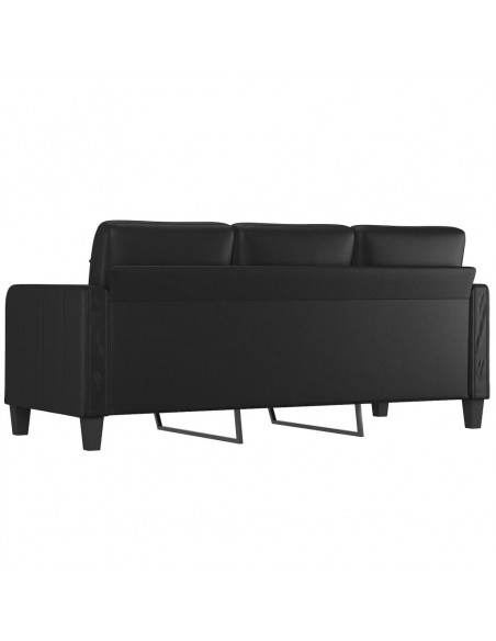 Divano a 3 Posti Nero 180 cm in Similpelle
