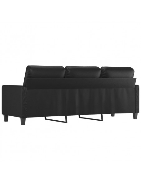 Divano a 3 Posti Nero 180 cm in Similpelle