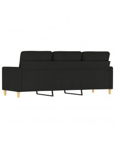 Divano a 3 Posti Nero 180 cm in Tessuto