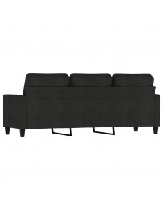 Divano a 3 Posti Nero 180 cm in Tessuto