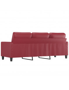 Divano a 3 Posti Rosso Vino 180 cm in Similpelle