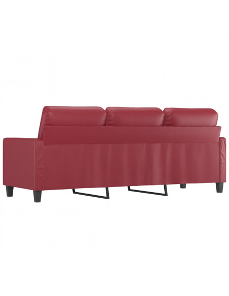 Divano a 3 Posti Rosso Vino 180 cm in Similpelle