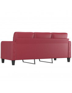 Divano a 3 Posti Rosso Vino 180 cm in Similpelle