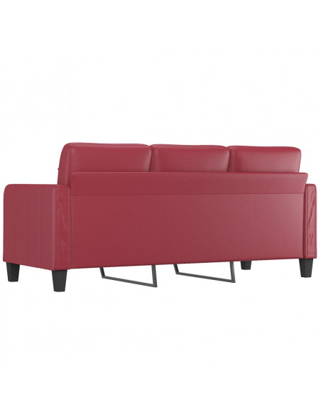 Divano a 3 Posti Rosso Vino 180 cm in Similpelle