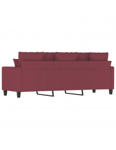 Divano a 3 Posti Rosso Vino 180 cm in Tessuto