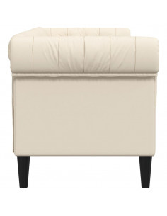 Divano Chesterfield a 2 Posti Crema in Tessuto