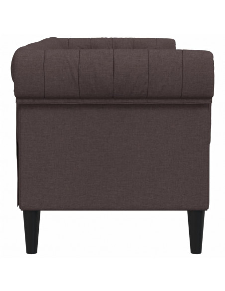 Divano Chesterfield a 2 Posti Marrone Scuro in Tessuto