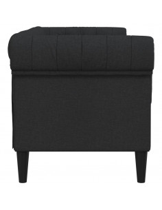 Divano Chesterfield a 2 Posti Nero in Tessuto