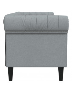 Divano Chesterfield a 3 Posti Grigio Chiaro in Tessuto