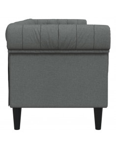 Divano Chesterfield a 3 Posti Grigio Scuro in Tessuto