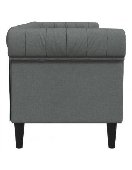 Divano Chesterfield a 3 Posti Grigio Scuro in Tessuto