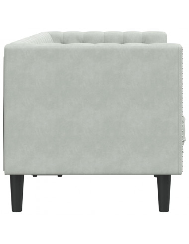 Divano Chesterfield con Rinforzi 2 Posti Grigio Chiaro Velluto
