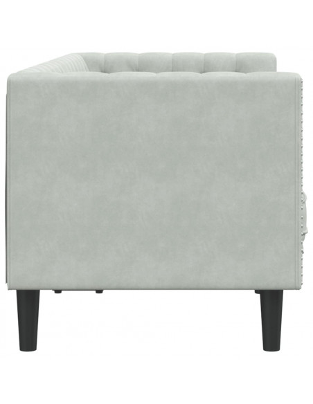 Divano Chesterfield con Rinforzi 2 Posti Grigio Chiaro Velluto