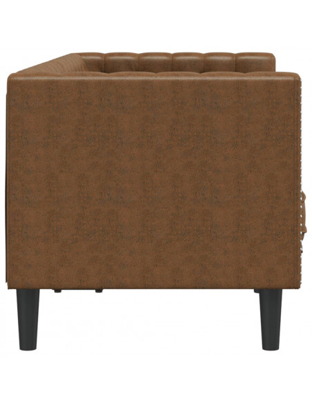 Divano Chesterfield con Rinforzi 2 Posti Marrone in Scamosciato
