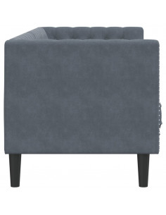 Divano Chesterfield con Rinforzi 3 Posti Grigio Scuro Velluto