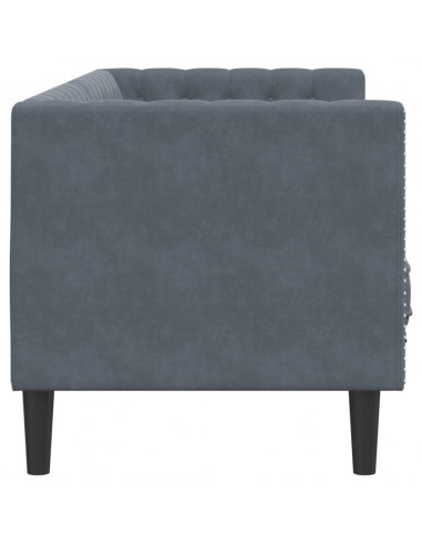 Divano Chesterfield con Rinforzi 3 Posti Grigio Scuro Velluto