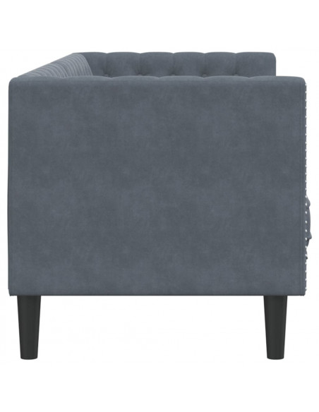 Divano Chesterfield con Rinforzi 3 Posti Grigio Scuro Velluto