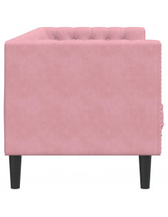 Divano Chesterfield con Rinforzi a 3 Posti Rosa in Velluto