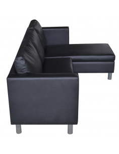 Divano Componibile a 3 Posti in Pelle Artificiale Nero