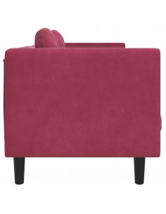 Divano con Cuscini 2 Posti Rosso Vino in Velluto