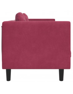 Divano con Cuscini 3 Posti Rosso Vino in Velluto