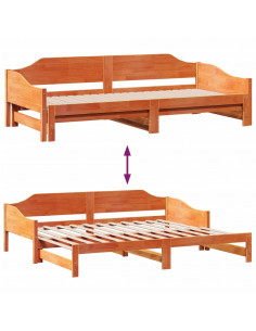 Divano con Letto Estraibile Marrone Cera 90x190cm Massello Pino