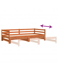 Divano con Letto Estraibile Marrone Cera 90x200cm Massello Pino