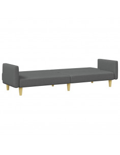 Divano Letto 2 Posti con Poggiapiedi Grigio Scuro in Tessuto