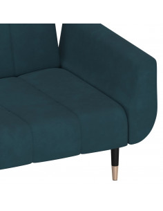 Divano Letto a 2 Posti con 2 Cuscini Blu in Velluto