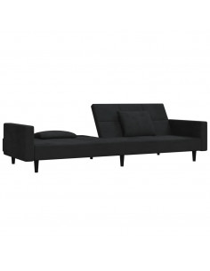 Divano Letto a 2 Posti con 2 Cuscini Nero in Velluto