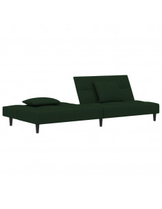 Divano Letto a 2 Posti con 2 Cuscini Verde Scuro in Velluto