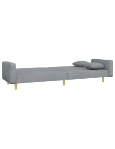 Divano Letto a 2 Posti con Poggiapiedi Grigio Chiaro in Tessuto