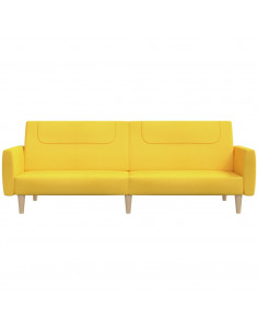 Divano Letto a 2 Posti Giallo in Tessuto