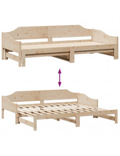 Divano Letto con Letto Estraibile 80x200cm Legno Massello Pino