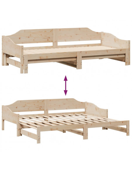 Divano Letto con Letto Estraibile 90x200cm Legno Massello Pino